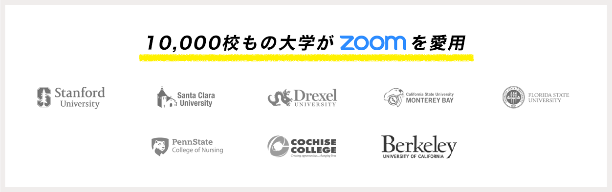10,000校もの大学がzoomを愛用